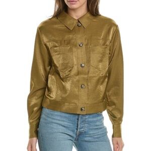 French Connection Cammie Shimmer Jacket Medium Nutria NWT Chartreuse